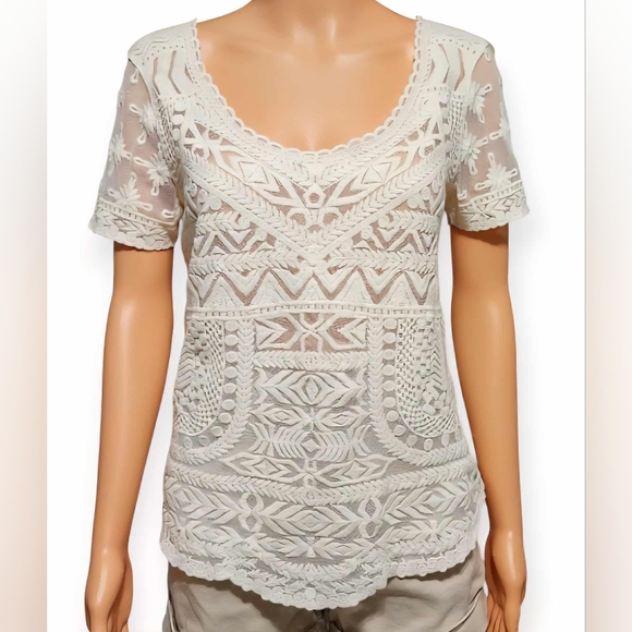 Meadow Rue Tops - Meadow Rue Cream Lace Blouse